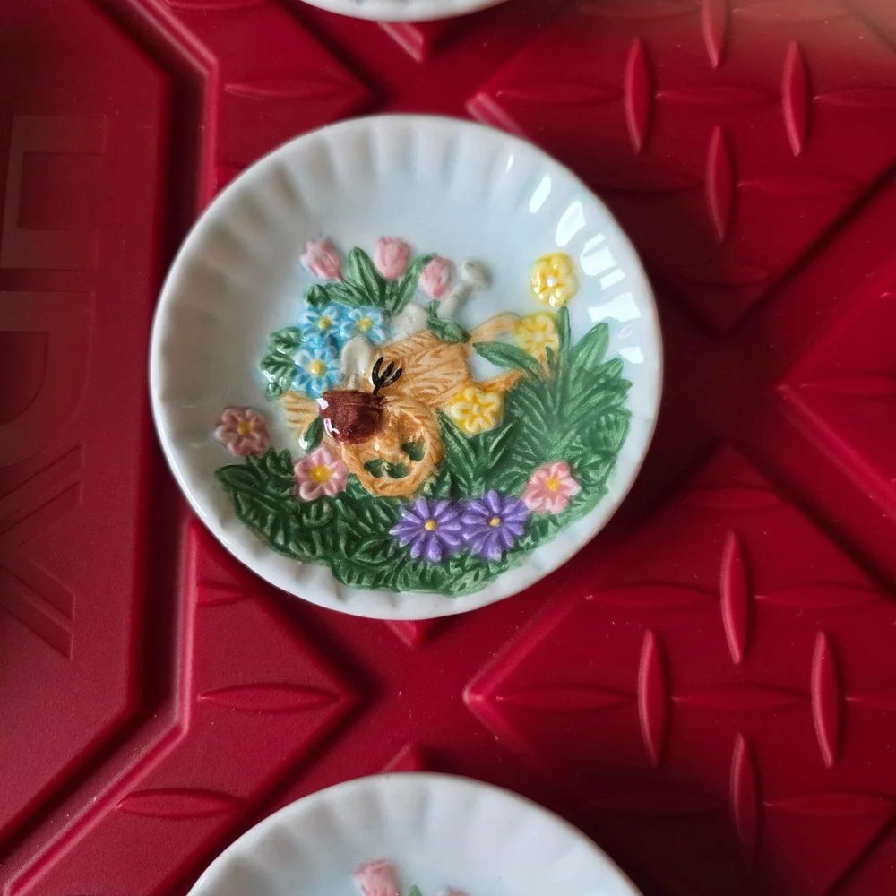 1998 Mercuries Rabbit Garden Party Springtime Tea Set Bunny Ladybugs Miniatures